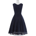 Belle Poque Sleeveless V-Back Navy Blue Lace A-Line Party Picnic Dress Retro Vintage Lace Women Summer Dress BP000272-2